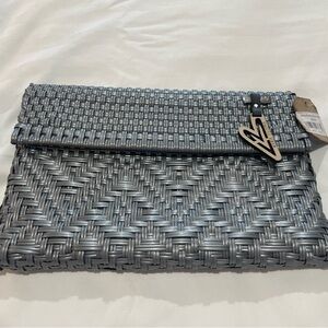 Chic Silver Woven Clutch- NWT